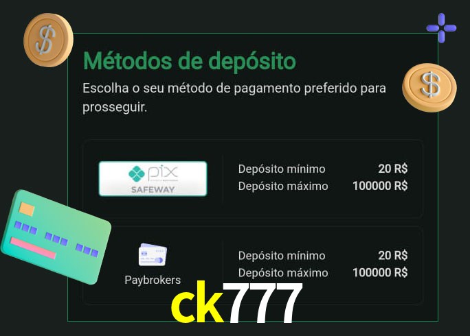 O cassino ck777 oferece uma grande variedade de métodos de pagamento